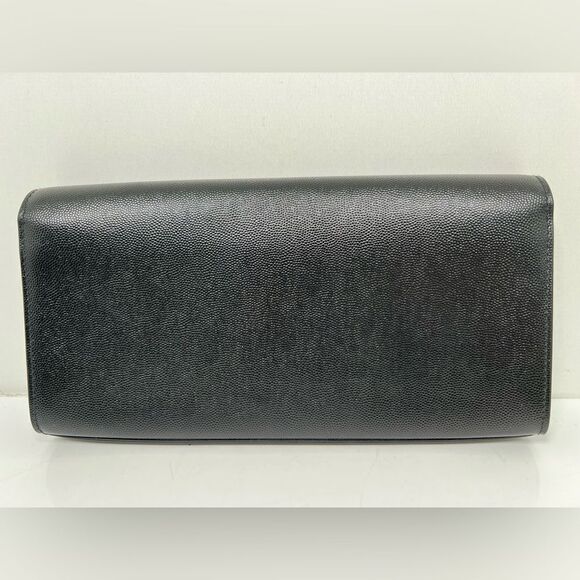 YVES SAINT LAURENT KATE CLUTCH IN GRAIN DE POUDRE LEATHER BLACK HANDBAG - Picture 3 of 11